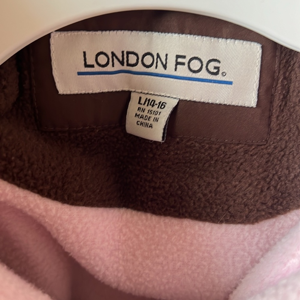 Girls London Fog Winter Coat Size Large 14-16 Brown and Pink - Picture 2 of 13